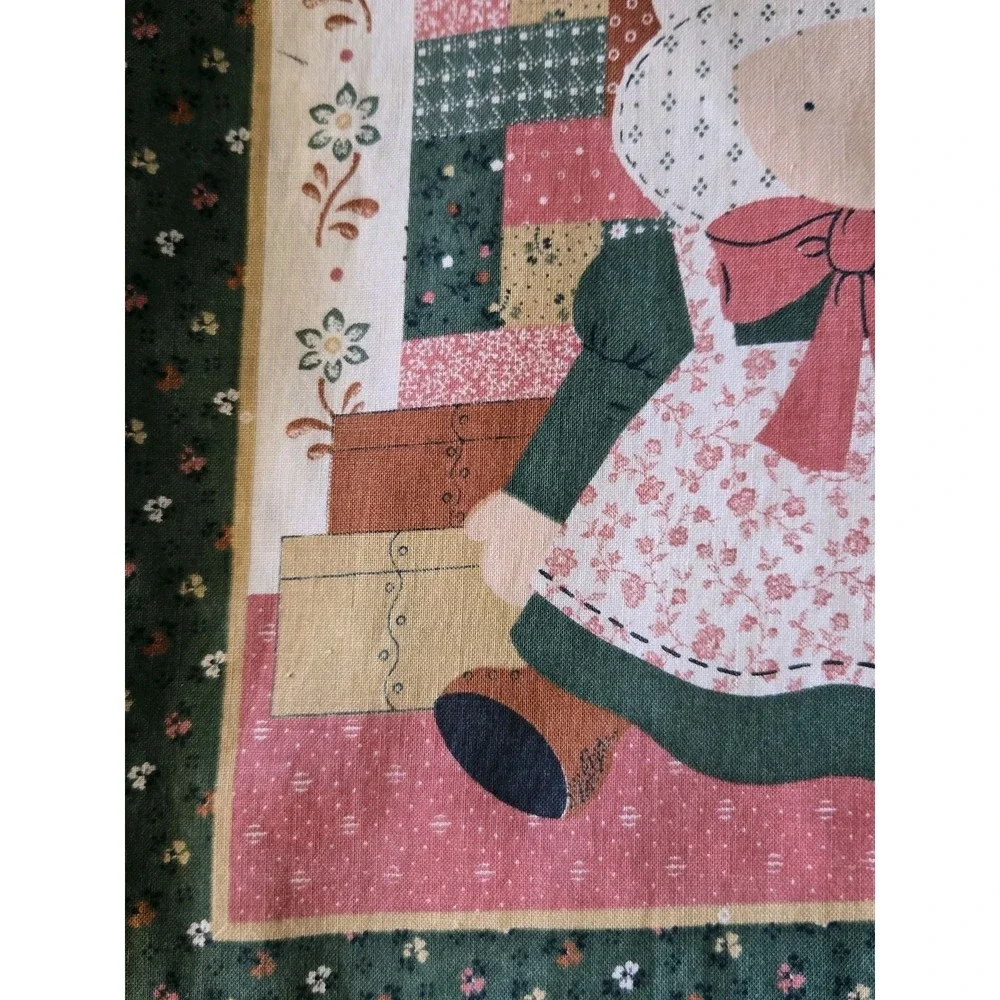 Vintage Handmade Bonnet Girl Pillow Cover Lace Ruffle Cottagecore Folk Art